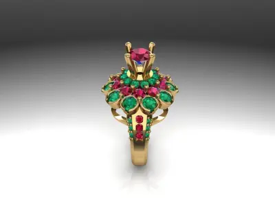 Ruby emerald classic luxury ring 3D print model