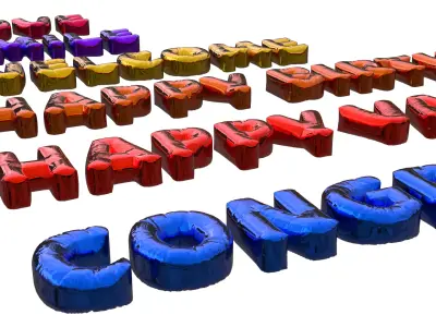 Inflated Text Baloons Set 3D model