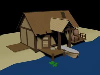 Wooden Hut-RiverFront Low-poly 3D model