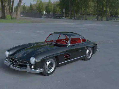 Rigged Mercedes 300SL Gullwing with Interior HDRI 3D model