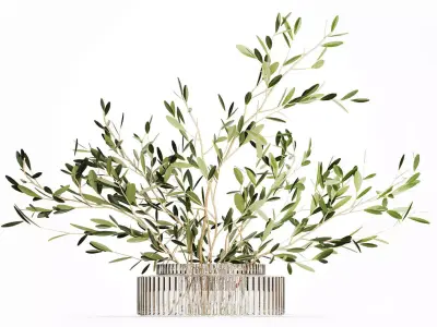 Realistic flower bouquet decoration of olive branches 3D model