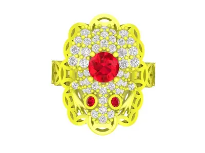 A7093 Diamond Lucky Toad Coin Ring 3D print model