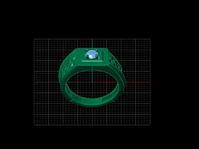 Print Ready STL 3DM  Gents Rings Diamond Men Ring  3D print model 52