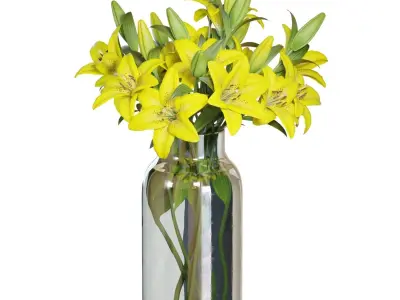 Flower Set 11 - Yellow Lilies Bouquet 3D model