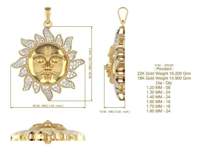 The Golden Sun Pendant 3D print model