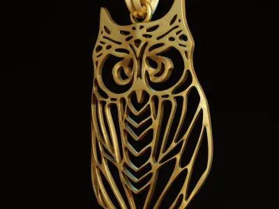 Owl Stylized Wireframe Pendant Amulet Necklace 3D print model