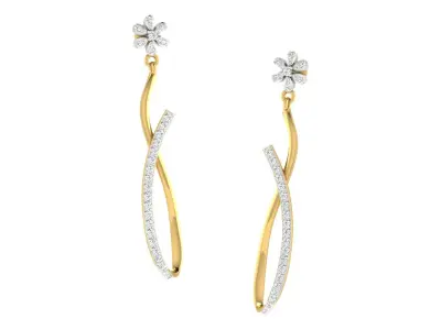 Women Drop Earrings 3dm STL OBJ FBX Renders Details 3D print model 10