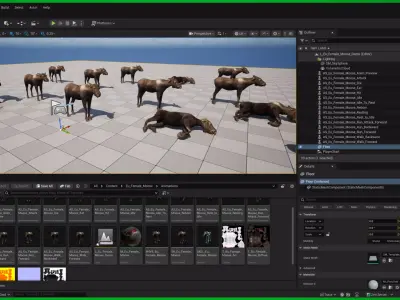 European Female Moose Elk Low-poly 3D model