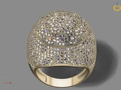 STL 3DM Print Ready Women Diamond Ring Lightweight Printable  3D print model 170