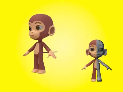 Stylized Rigged Monkey Character 3D model
