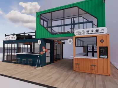 Container coffee shop-22 3D model