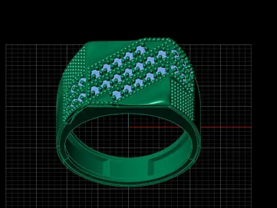 Print Ready STL 3DM  Gents Rings Diamond Men Ring  3D print model 22