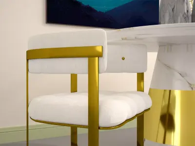 Style Dining Table And Chairs 3D model