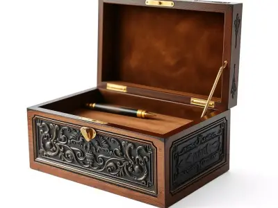 Antique Ornate Wooden Box model pack Low-poly 3D model