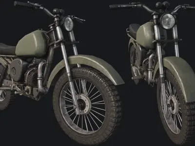 Old Motorcycle PBR Low-poly 3D model