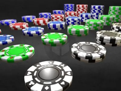 Poker Chip Set Low-poly 3D model