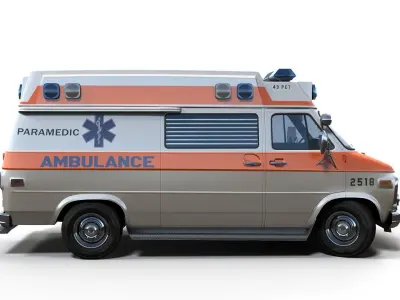 American ambulance car Low-poly 3D model
