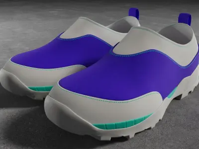 Sneakers ROA Violet White Low-poly 3D model