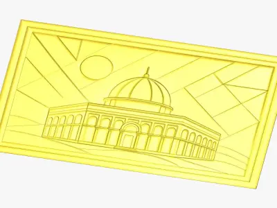 3d modern Dome of the Rock 3D Wall Panel Relief CNC 02  3D model