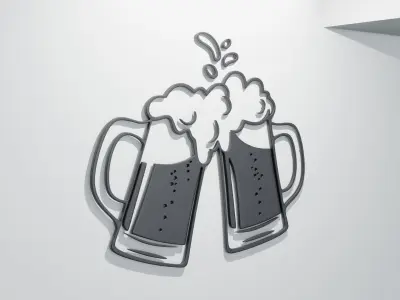 Kitchen Wall Decoration - Beer Mugs 3D model