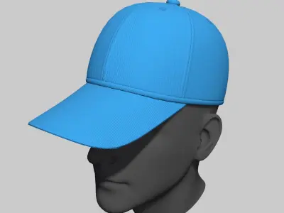 Baseball Cap Black Gray Blue Red White Hat Low-poly 3D model