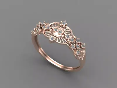 Womens Diamond Signet Ring Women Rings 3dmodels 3D print model 3D print model 19