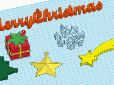 Pack of 6 Christmas Decorations 3D print model