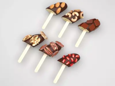 Banana Cake Pops Set 3D model