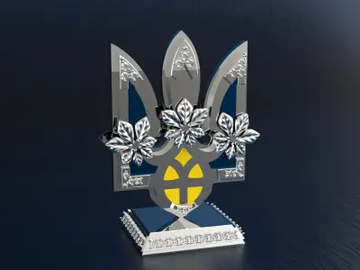 Ukrainian Coat of Arms 3D Model Tryzub Emblem 3D print model