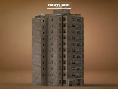 Arabic Neoclassical Tall Residential Complex Building Free low-poly 3D model