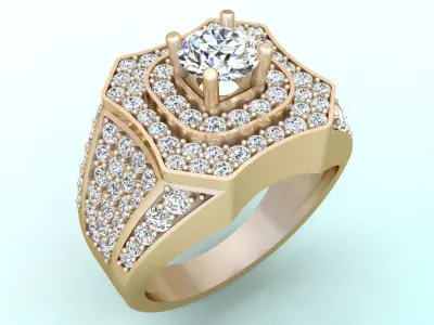 Diamond Rings - Mens Rings - N338 3D print model