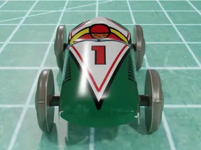 Vintage mini tin racing car toy 3D model