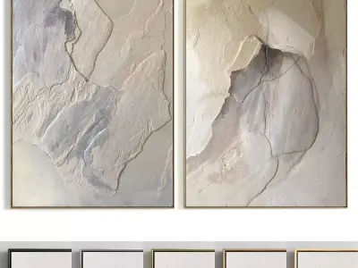 Plaster Two Photo Frame 257 Low-poly 3D model