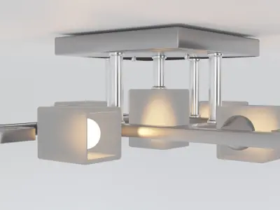 Cubic chandelier with five plafons Free low-poly 3D model