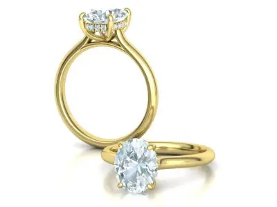 Oval Diamond Engagement Ring Hidden Halo Ring 10x8 Oval stone 3D print model