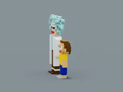 Voxel Rick and Morty Low-poly 3D model