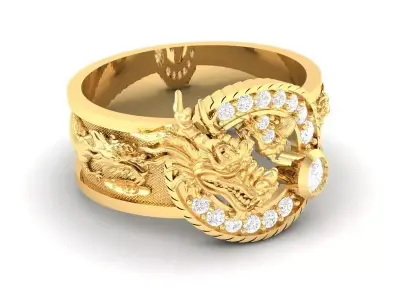 Luxury Dragon Wrap Diamond Men Ring  423 3D print model