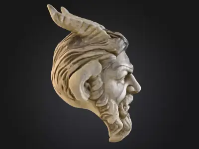 Horned Stone Sentinel Bust Low-poly 3D model