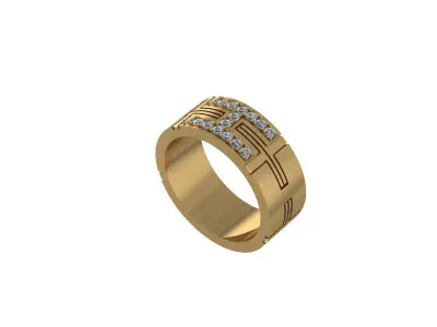 man ring with  diamonds  3D print model 3D print model