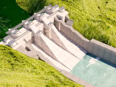 Dam 3d model hydroelectric 3D model