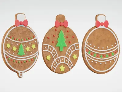 Gingerbread Christmas Cookie - Ornament 3D Model Collection