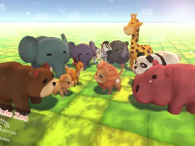 Cute Zoo Low-poly 3D model