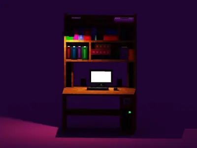 3D Voxel Study Desk And Isometric Sprites 3D model