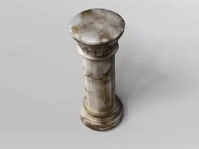Ornate Polished Marble Pedestal 3D model