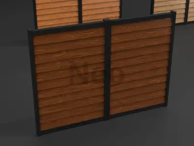 Low-Poly Wooden Fence 3D Model - Modern Wooden Fence 3 Low-poly 3D model