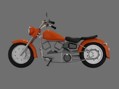 Custom vintage chopper motorcycle Low-poly 3D model