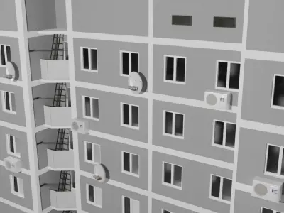 Low-poly Soveskysoviet house Low-poly 3D model