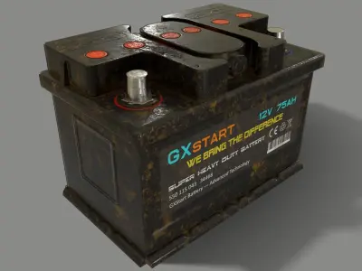 PBR Car Battery - Black Low-poly 3D model