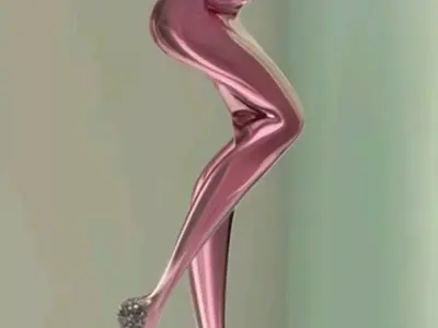 Cherry Martini Glass Sculptural Legs Glitter Rim 3D Low-poly 3D model