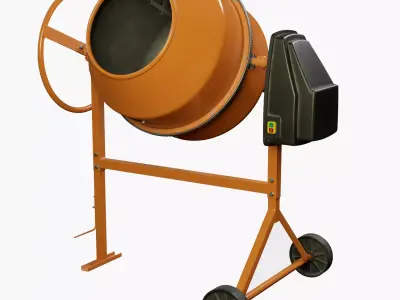 Portable Concrete Mixer PBR Low-poly 3D model